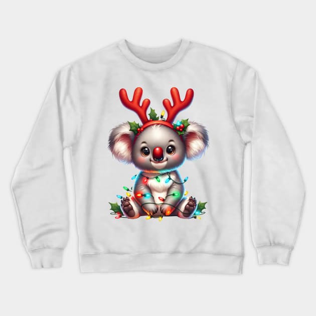 Christmas Red Nose Koala Crewneck Sweatshirt by Chromatic Fusion Studio